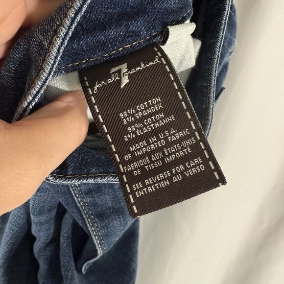 7 for all Mankind Flared Jeans Women's 29 Dark Wash Denim Low Rise Cotton Blend - Picture 9 of 15